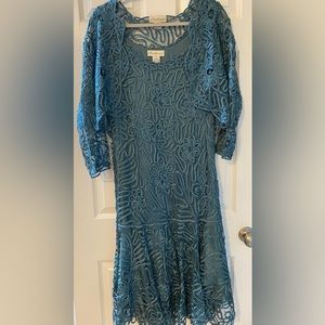 SOULMATES 100% Silk XL Teal Ankle Length Gown